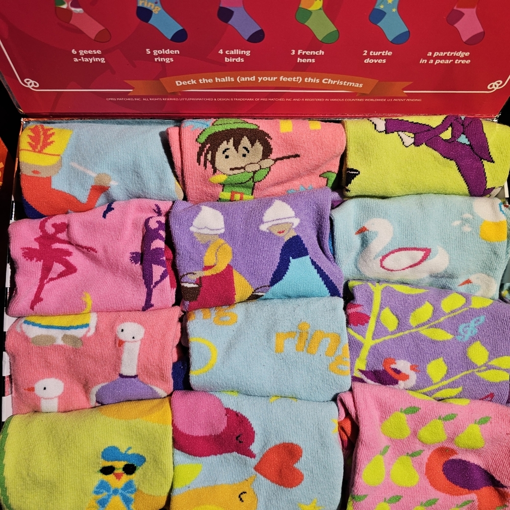 12 Days Of Christmas Sock Set In Box By Little Mismatched - Picture 16 of 16